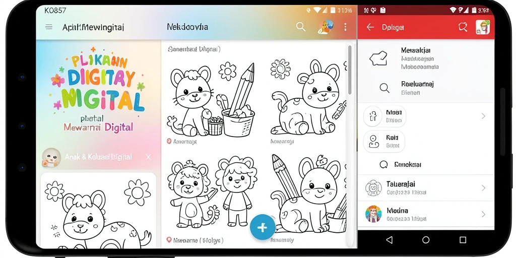 Screenshot antarmuka KO857 menampilkan fitur mewarnai yang interaktif.