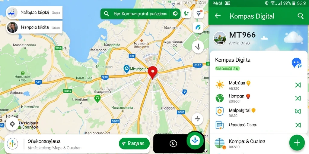 Antarmuka aplikasi Kompas Digital MT966 yang intuitif dan informatif.