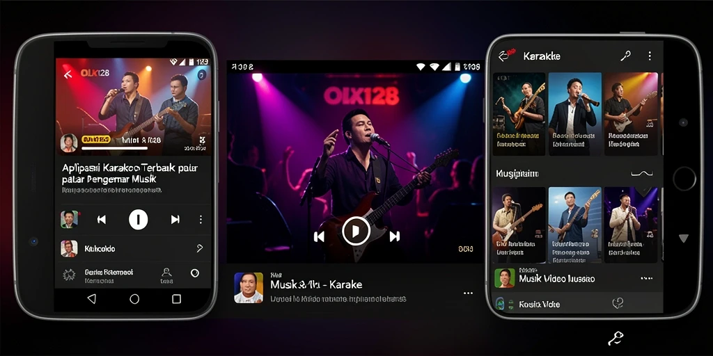 Tampilan antarmuka aplikasi OLX128 dengan fitur karaoke yang menarik.