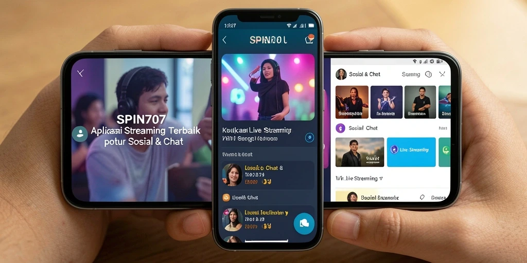 Tampilan antarmuka aplikasi SPIN707 dengan fitur Live Streaming yang interaktif.