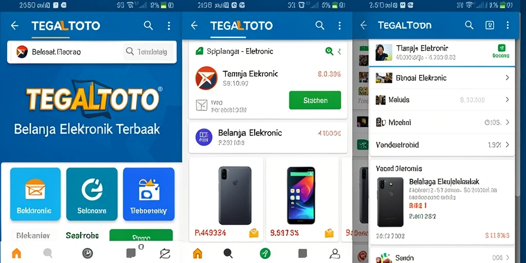 Tampilan antarmuka aplikasi TEGALTOTO untuk belanja elektronik.